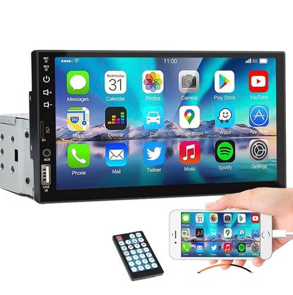 Imagem de Central Multimídia MP5 1Din Com tela de 7, Bluetooth, CarPlay e Android Auto, USB o Compatível com Câmera de Ré