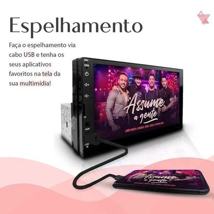 Imagem de Central Multimídia MP5 1Din Com tela de 7, Bluetooth, USB, Espelha o Celular