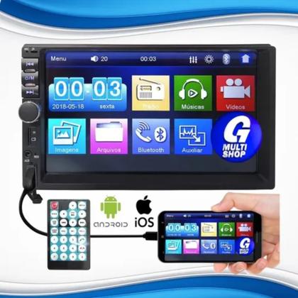 Imagem de Central Multimídia Mp5 2 Din Ios Android Auto Carplay Tela 7