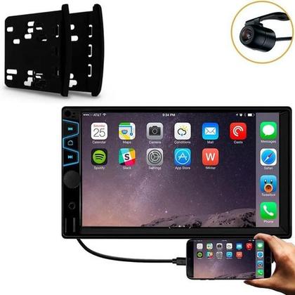 Imagem de Central Multimídia MP5 2 Din Roadstar RS404BR 7" Espelhamento BT USB SD AUX + Câmera de Ré Borboleta + Moldura 2din Peça