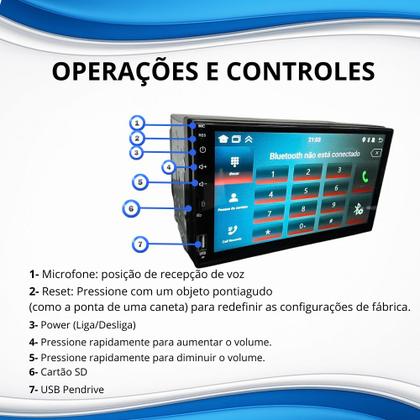 Imagem de Central Multimídia Mp5 2 Din Wifi Tv Digital Gps Android 10.0 Usb Bluetooth Tela 7 Polegadas