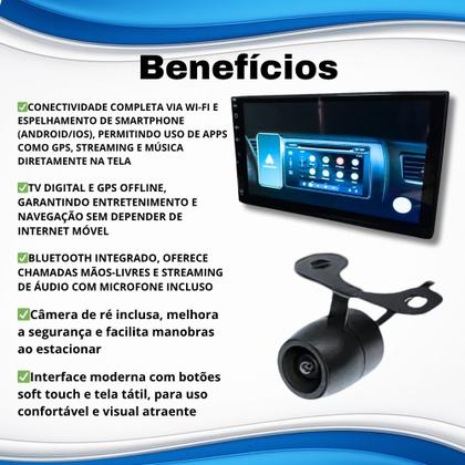 Imagem de Central Multimídia Mp5 2 Din Wifi Tv Digital Gps Android 10.0 Usb Bluetooth Tela 7 Polegadas