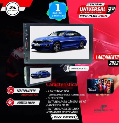 Imagem de Central Multimídia MP5 2Din 7 Pol TayTech MP8 Plus Espelham Android Comando Voz