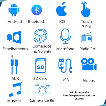 Imagem de Central Multimidia MP5 CarPlay Android Auto 2 Din 7 Polegadas Gol G3 2000 2001 2002 2003 2004 2005