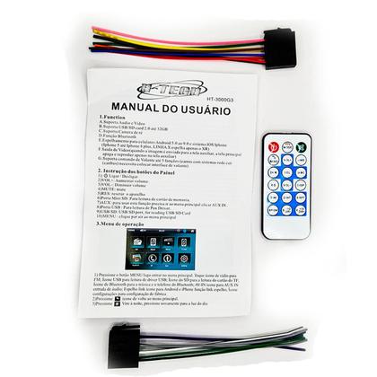 Imagem de Central Multimidia Mp5 HT-3000 7 Polegadas 2 DIN Bluetooth Usb Com Espelhamento Android/IOS - H-Tech
