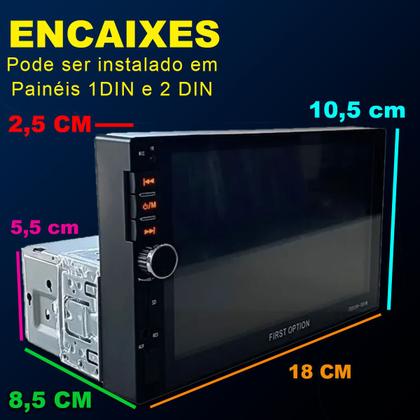 Imagem de Central Multimídia Mp5 Player Bluetooth Fm 7Pol 1 Din 2 Din