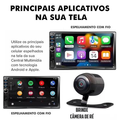 Imagem de Central Multimidia Palio Strada Siena G2 2002 a 2014 com Ar Mp5 Bluetooth Rádio Usb 2Din 7 Polegadas