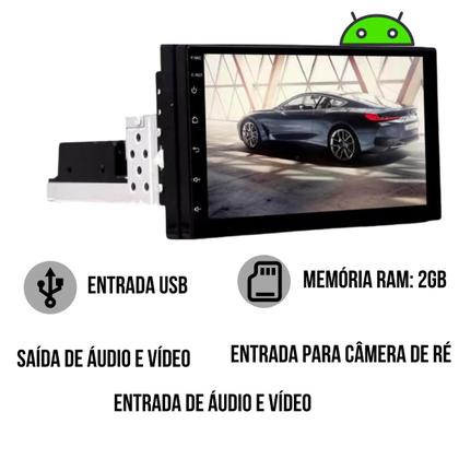 Imagem de Central multimidia smart 1 din 7" pol android bluetooth  espelhamento sem fio h-tech