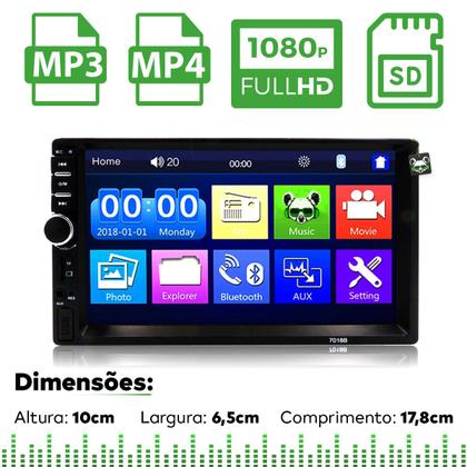 Imagem de Central Multimídia Universal Mp5 2 Din 7" Espelhamento USB Bluetooth Android Ios