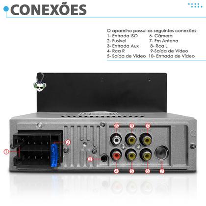 Imagem de Central Multimídia Universal Mp5 Bt 1 Din 7 Espelha Dvd Câmera de Ré Gm Celta