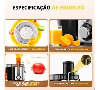 Imagem de Centrífuga Alimentos Extrator Elétrico Juicer Sucos Frutas