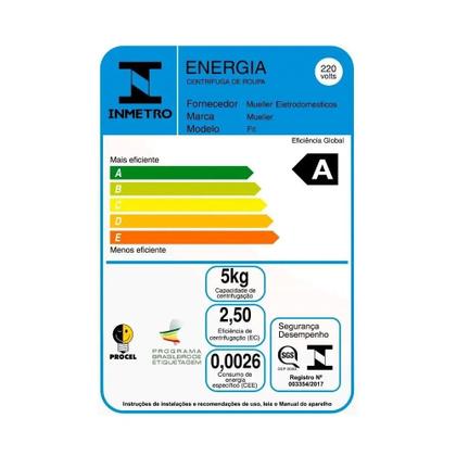 Imagem de Centrífuga de Roupas Mueller FIT 15 Kg de Roupa Molhada, Preta