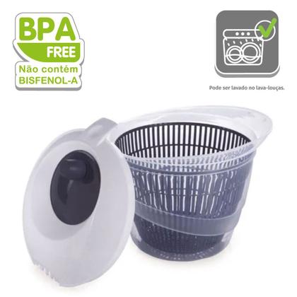 Imagem de Centrifuga de Saladas Com Tampa Giratória Secador de Salada Plásutil