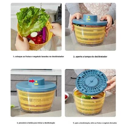 Imagem de Centrífuga Elétrica Recarregável Para Saladas, Lavadora E Desidratadora Rápida De Frutas E Vegetais