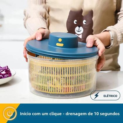 Imagem de Centrífuga Elétrica Recarregável Para Saladas, Lavadora E Desidratadora Rápida De Frutas E Vegetais