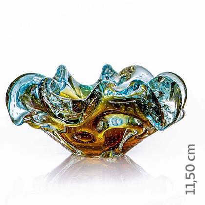 Imagem de Centro De Mesa Cristal Murano Azul E Âmbar São Marcos 22cm