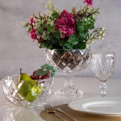 Imagem de Centro De Mesa De Cristal Com Pé Diamond 14 Cm Lyor