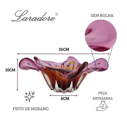 Imagem de Centro de Mesa de Murano Formato Flor Laradore Rosa e Âmbar