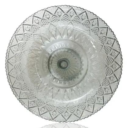 Imagem de Centro De Mesa De Vidro Fruteira De Mesa Redonda De Vidro Incolor Com Pé Málaga 30cm Saladeira Trabalhada Com Pé De Vidro Lehaví