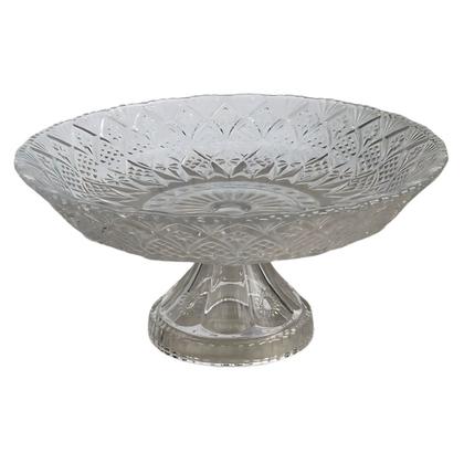 Imagem de Centro De Mesa De Vidro Fruteira De Mesa Redonda De Vidro Incolor Com Pé Málaga 30cm Saladeira Trabalhada Com Pé De Vidro Lehaví