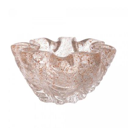 Imagem de Centro de Mesa de Vidro Italy Transparente e Dourado 15,5cm x 9cm - Wolff