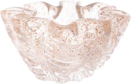 Imagem de Centro de Mesa de Vidro Italy Transparente e Dourado 15,5cm x 9cm - Wolff