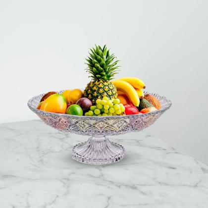 Imagem de Centro De Mesa Decoração Cozinha Festas Prato Para Bolo Boleira Fruteira Com Pé Base Em Vidro