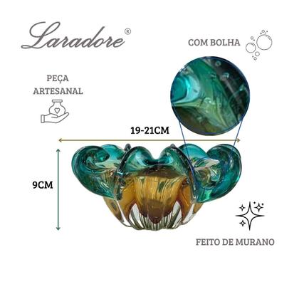 Imagem de Centro de Mesa Decorativo de Murano - Laradore Verde e Âmbar