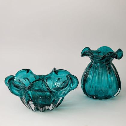 Imagem de Centro de Mesa em Murano Importado - Verde Esmeralda 20cm