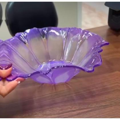 Imagem de Centro de Mesa Fruteira Alta Decorativa Flor Bicolor 28cm