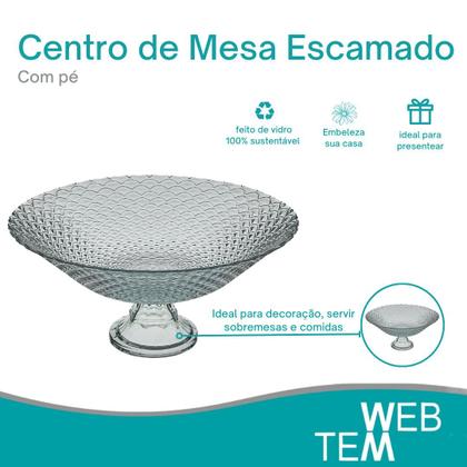 Imagem de Centro de Mesa Fruteira de Vidro com Pé Escamado Vitazza: Decoração, Organização e Mesa Posta, com Toque Elegante, Praticidade Sustentável e Estilo