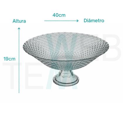 Imagem de Centro de Mesa Fruteira de Vidro com Pé Escamado Vitazza: Decoração, Organização e Mesa Posta, com Toque Elegante, Praticidade Sustentável e Estilo