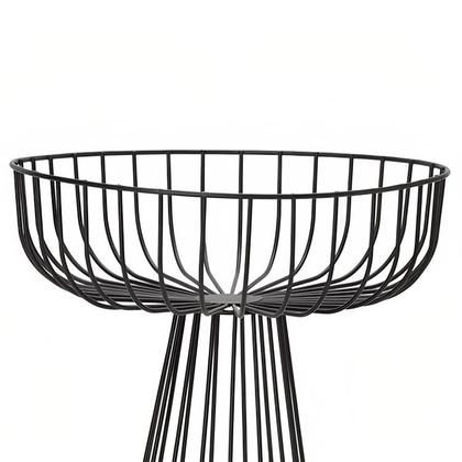 Imagem de Centro de Mesa Fruteira em Metal Preta com Pedestal