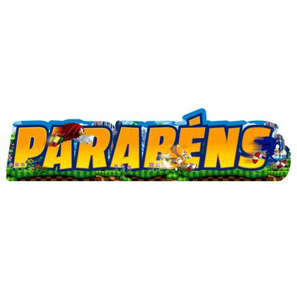 Imagem de Centro mesa EVA Parabéns Festa Sonic Decoração em pé 68cm