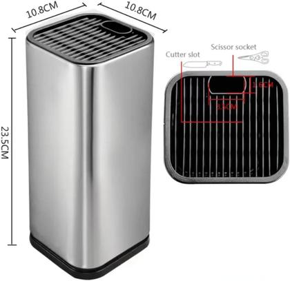 Imagem de Cepo Para Facas Talher Inox Suporte Cozinha Universal