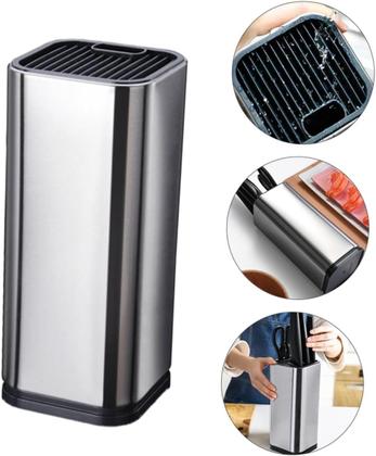 Imagem de Cepo Para Facas Talher Inox Suporte Cozinha Universal