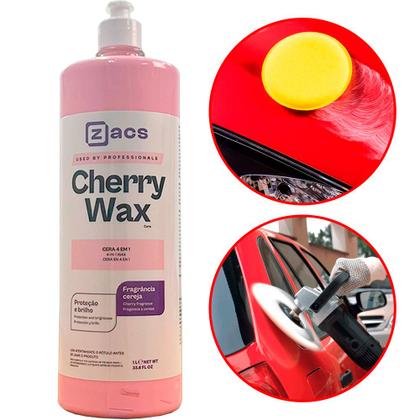 Imagem de Cera Automotiva Cherry Wax 4 em 1 Zacs Brilho e Proteção 1l