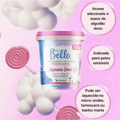 Imagem de Cera Depil Bella Hidrossolúvel Algodão Doce 600g