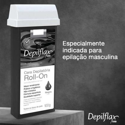 Imagem de Cera Depilatória Negra Refil Roll On Depilflax Alta Aderência Depilação 100g