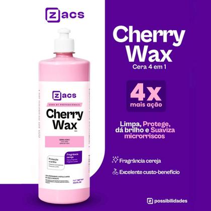 Imagem de Cera Limpadora Cherry Wax 1l Zacs Brilho Proteção Automotiva