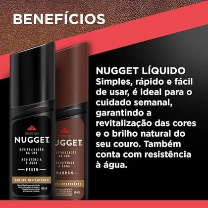 Imagem de Cera Líquida Nugget Brilho E Proteção Para Calçados Botinas Botas Sapatos Polidor Marrom 60ml