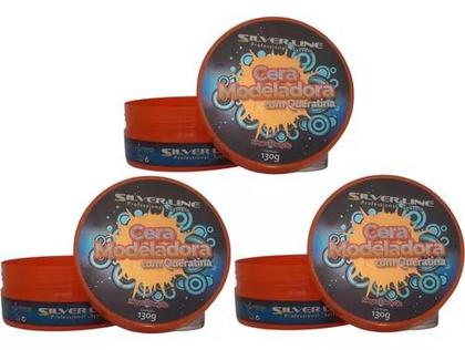 Imagem de Cera Modeladora Silver Line Queratina 130g Kit c/3 Unidades