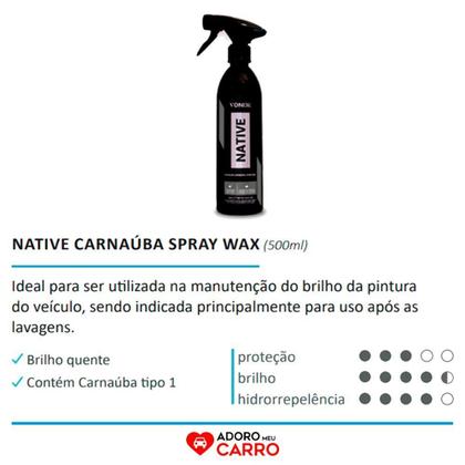 Imagem de Cera Native Spray Wax Vonixx 500ml Ate 4 Meses de Protecao