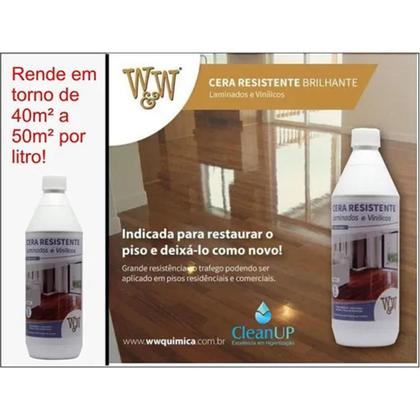 Imagem de Cera Para Piso Laminado Resistente 1L W&W + Aplicador Kit