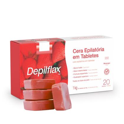 Imagem de Cera Quente Depilação Depilflax Morango 1kg Tabletes