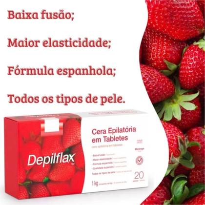 Imagem de Cera Quente Depilação Depilflax Morango 1kg Tabletes