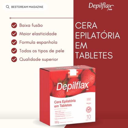 Imagem de Cera Quente Depilatória Depilação Profissional Morango Depilflax Barra 500g