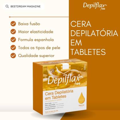 Imagem de Cera Quente Depilatória Depilação Profissional Natural Mel Depilflax Barra 500g