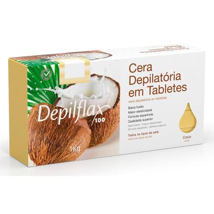 Imagem de Cera Quente Depilatória em Tabletes Depilflax Coco - 1Kg