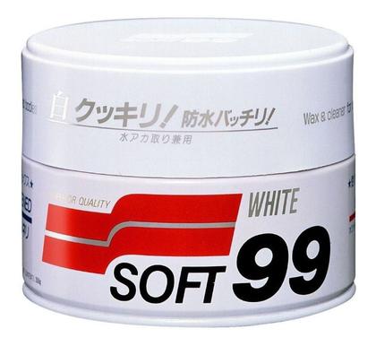 Imagem de Cera Soft 99 automotiva White Cleaner Para Carros Brancos e Claros 350g limpeza tira riscos